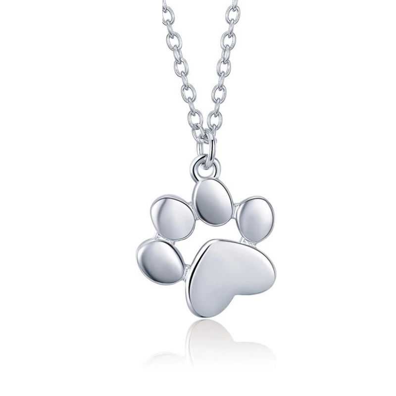 925 Sterling Silver Paw Print Necklace