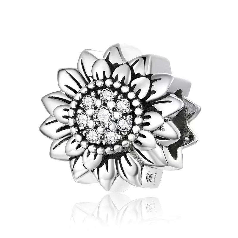 Dazzling Sunflower CZ Bead Charm