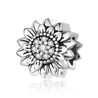 Dazzling Sunflower CZ Bead Charm