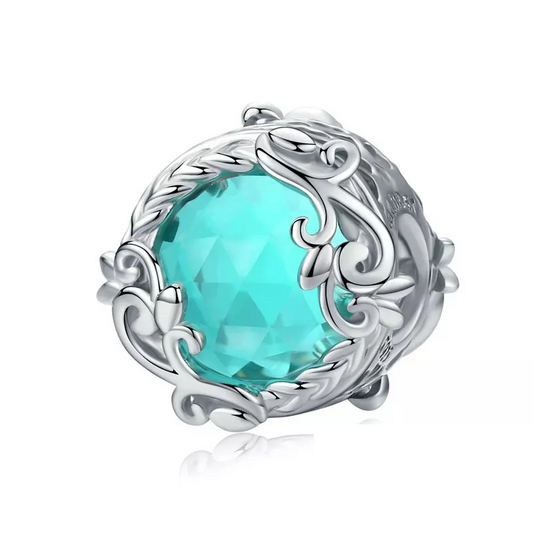Sea Green Glass Patterned Bead Charm