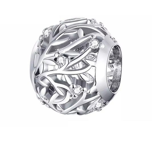 Leaf and Branch Openwork CZ Bead Charm