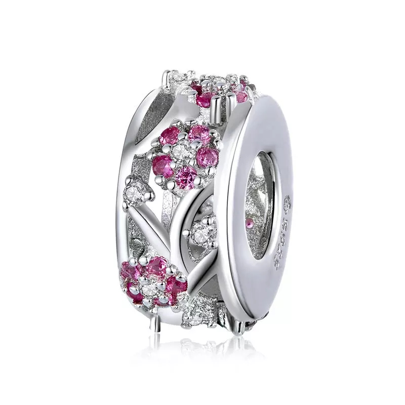 925 Sterling Silver Pink Blossom Spacer