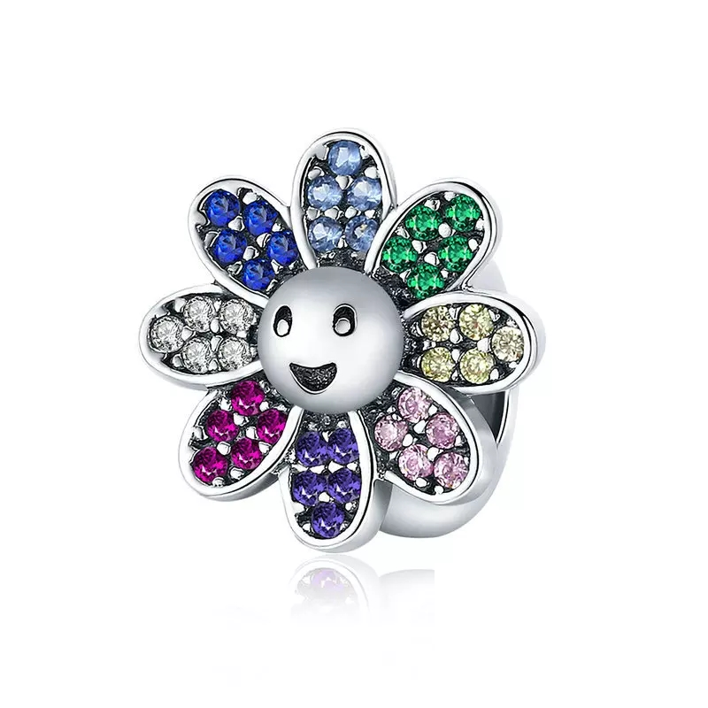 925 Sterling Silver Colourful CZ Daisy Spacer/Stopper