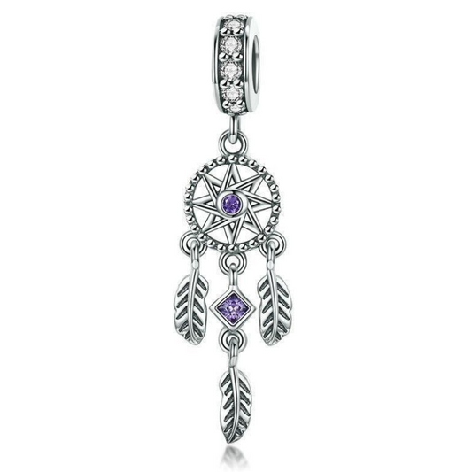 Purple CZ Dream Catcher Bead Charm
