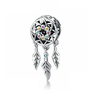 925 Sterling Silver Colourful CZ Dream Catcher Bead Charm