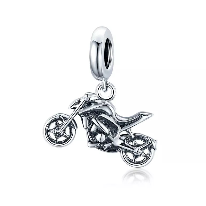 925 Sterling Silver Motorcycle Dangle Charm