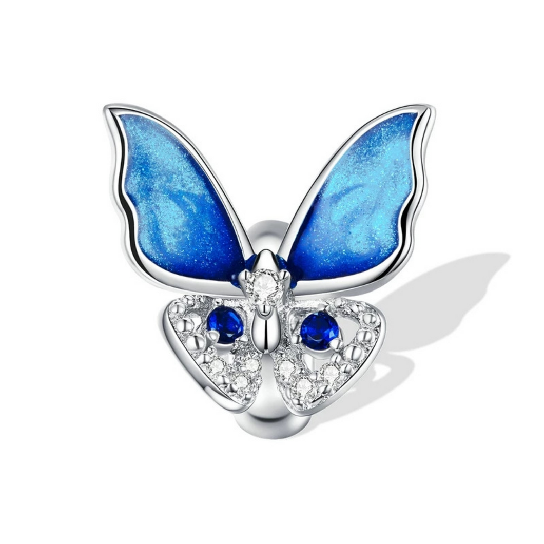 925 Sterling Silver Blue Butterfly Stopper