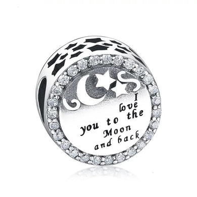 925 Sterling Silver I Love You to the Moon and Back Bead Charm