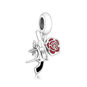 925 Sterlimg Silver Guns and Roses Dangle Charm
