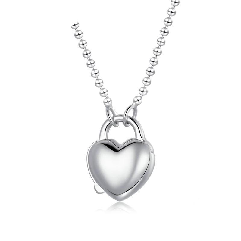 925 Sterling Silver Heart Lock Necklace