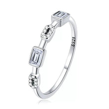 Load image into Gallery viewer, 925 Sterling Silver Square Cubic Zircon Stackable Ring