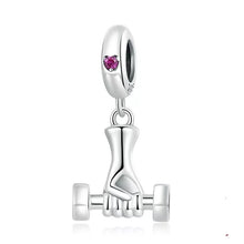Load image into Gallery viewer, 925 Sterling Silver Dumbbell Dangle Charm