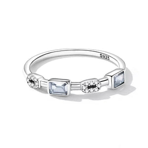 925 Sterling Silver Square Cubic Zircon Stackable Ring