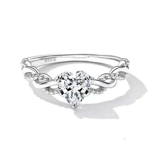 Heart CZ Twist Ring