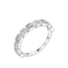 Load image into Gallery viewer, 925 Sterling Silver Clear CZ Square and Round Band