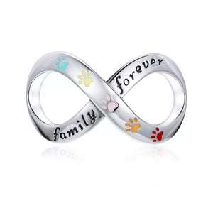 925 Sterling Silver Color Paws Infinity Family Forever Charm