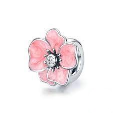 925 Sterling Silver Pink Enamel Daisy Flower SPACER