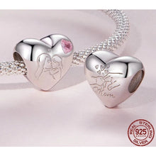 Load image into Gallery viewer, 925 Sterling Silver Mom and Child Heart Bead Charm