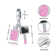 Load image into Gallery viewer, 925 Sterling Silver Pink Nail Polish Dangle Charm