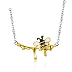 925 Sterling Silver Gold Plated Bee Necklace