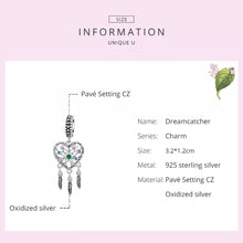 Load image into Gallery viewer, 925 Sterling Silver Colourful CZ Heart Shaped Dream Catcher Dangle Charm