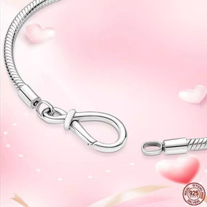 925 Sterling Silver Infinity Clasp Snake Chain Bracelet