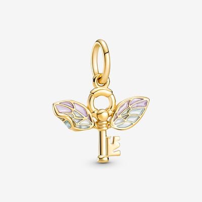 925 Sterling Silver Gold Plated Harry Potter Golden Flying Key Dangle Charm