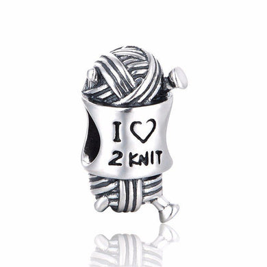 925 Sterling Silver I Love To Knit Yarn Bead Charm