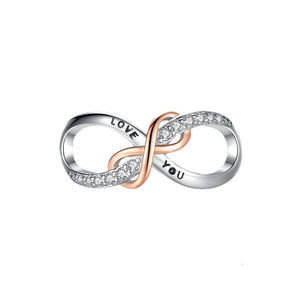 925 Sterling Silver Small Love You Two Tone Infinity Bead Charm
