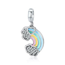 Load image into Gallery viewer, 925 Sterling Silver CZ Rainbow Colourful Enamel Dangle Charm