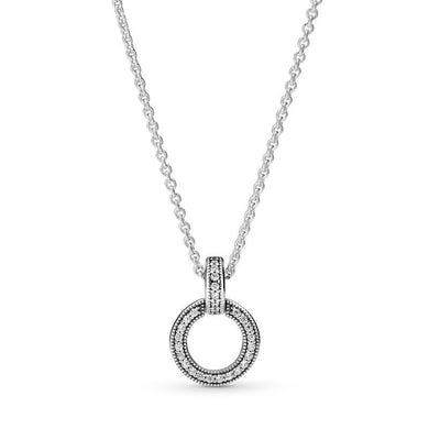925 Sterling Silver Round CZ Circle Necklace