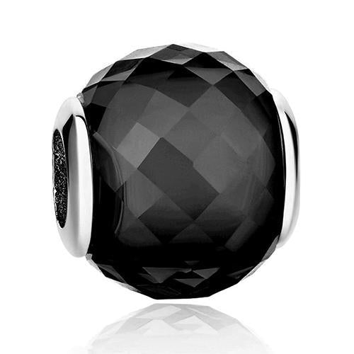 Geometric Black Facet Bead Charm