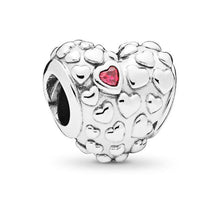 Load image into Gallery viewer, 925 Sterling Silver Pink CZ Mom in a Million Heart Bead Charm