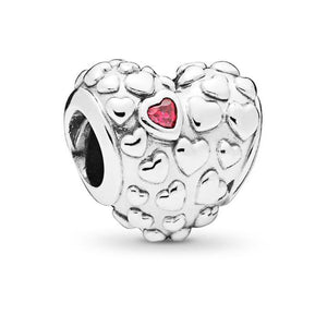 925 Sterling Silver Pink CZ Mom in a Million Heart Bead Charm