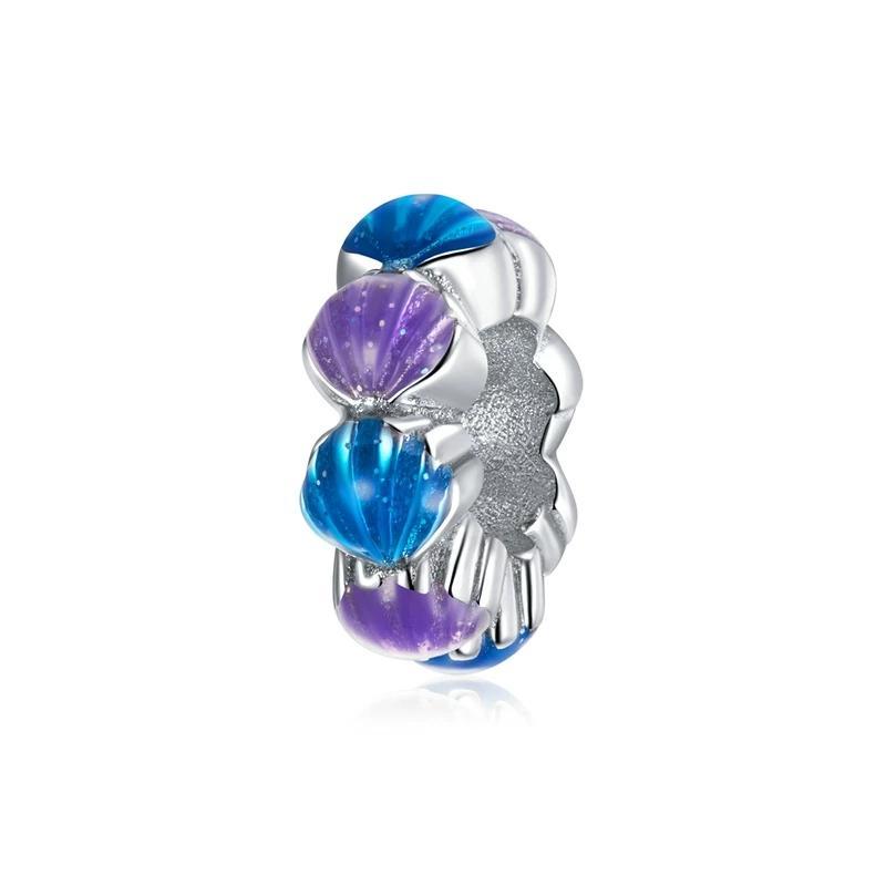 925 Sterling Silver Blue and Purple Shell Spacer