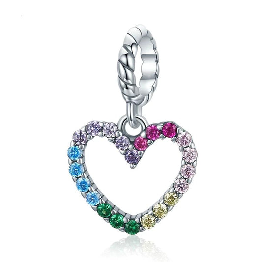 Rainbow CZ Heart Pandora ME Dangle Charm