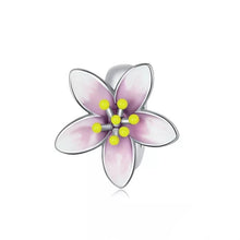Load image into Gallery viewer, 925 Sterling Silver Pink Enamel Cherry Blossom Spacer/Stopper