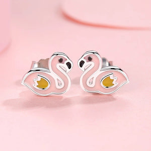 925 Sterling Silver Flamingo Stud Earrings