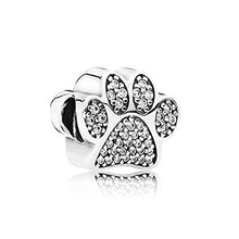 Load image into Gallery viewer, 925 Sterling Silver CZ Paw Print Bead Charm