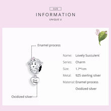 Load image into Gallery viewer, 925 Sterling Silver Free Hugs Cactus Bead Charm