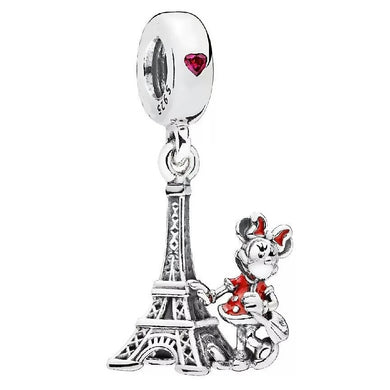 925 Sterling Silver Minnie Mouse Eiffel Tower Dangle Charm