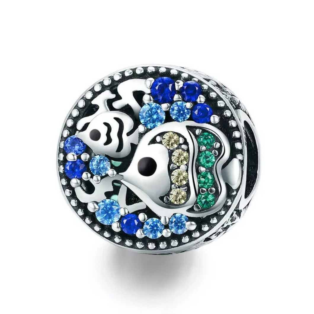 925 Sterling Silver Swimming Fish Bead Charm