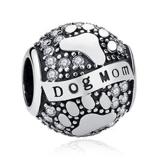 Load image into Gallery viewer, 925 Sterling Silver CZ Dog Mum Paw Prints Bead Charm