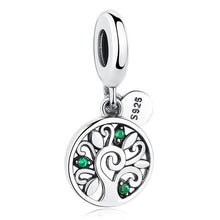 Load image into Gallery viewer, 925 Sterling Silver Green CZ Tree of Life Dangle Charm