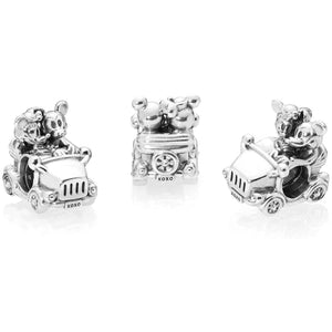 925 Sterling Silver Minnie and Mickey Mouse Car Bead Charm