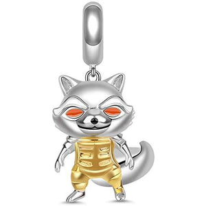 925 Sterling Silver Rocket Racoon Marvel Bead Charm
