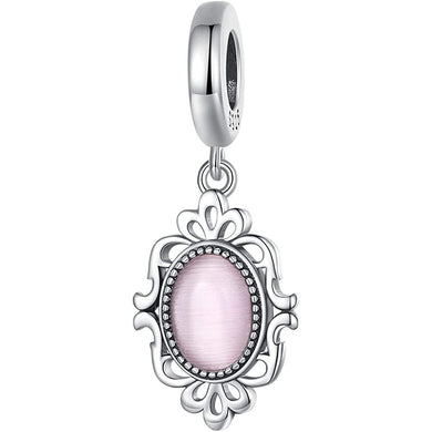 925 Sterling Silver Bohemian Pink Cz Dangle Charm