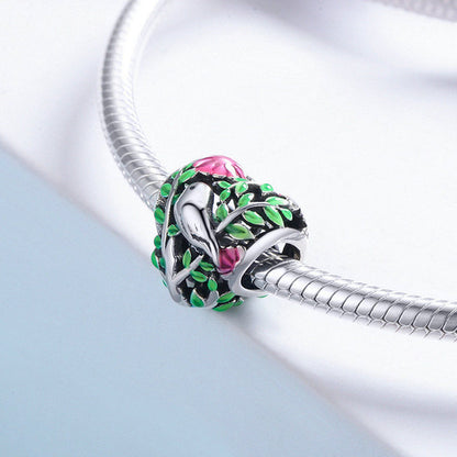 Bird in the Woods Heart Charm