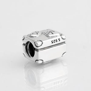 925 Sterling Silver Paris Travel Suitcase Bead Charm