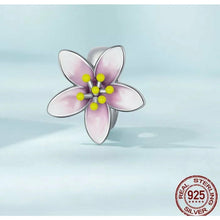 Load image into Gallery viewer, 925 Sterling Silver Pink Enamel Cherry Blossom Spacer/Stopper